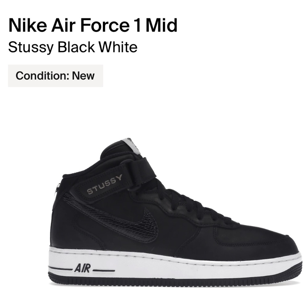 Nike Air Force 1 Mid Stüssy Black White Dunk